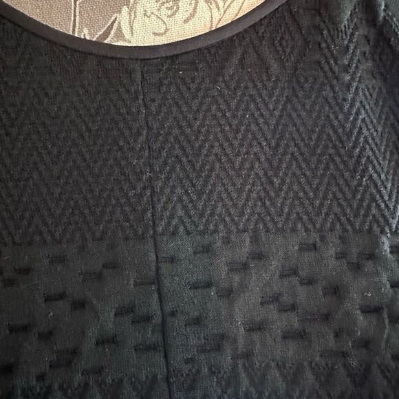 Rebecca Taylor Patterned and sheer crew neck fit and flare black dress- Size 4 - Picture 3 of 5